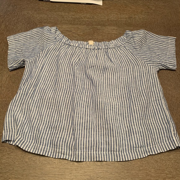 J Crew Striped Top Off Shoulder - Picture 1 of 4